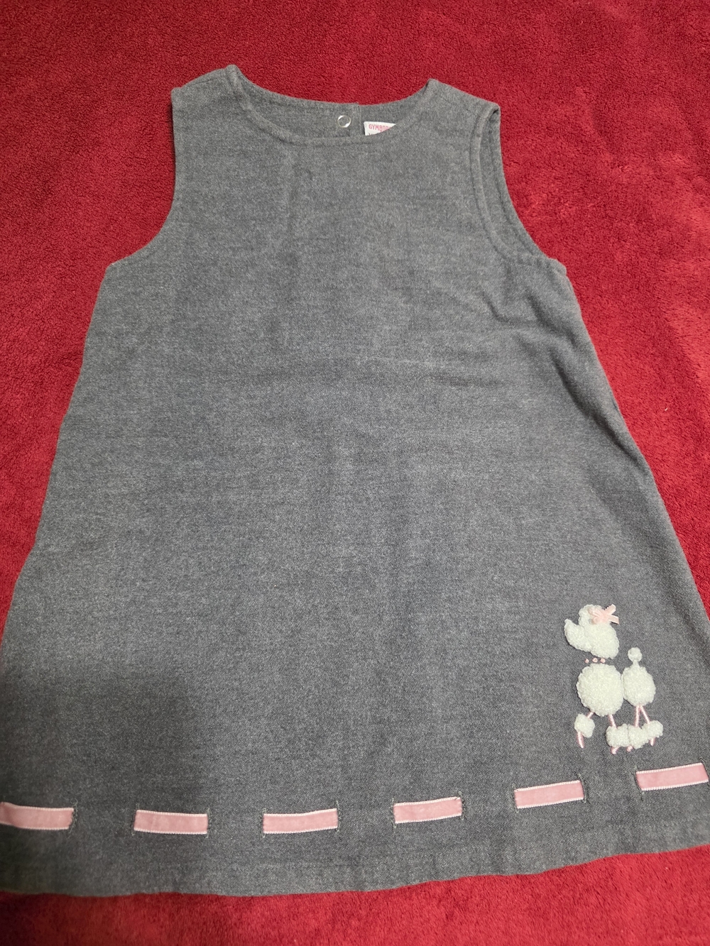 Gymboree Gray Sleeveless Dress with Pink Trim and Poodle